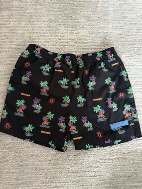 Boys Palm Angels Black Neon Palm Tree Swim Shorts